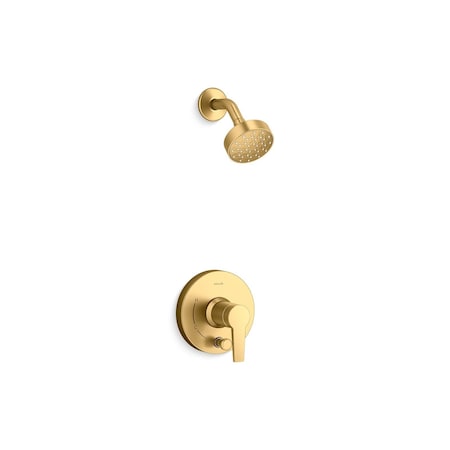 Kohler Pitch Rite-Temp Shower Trim Kit With Push-Button Diverter, 1.75 Gpm In Brushed Moderne Brass K-T49990-4G-2MB